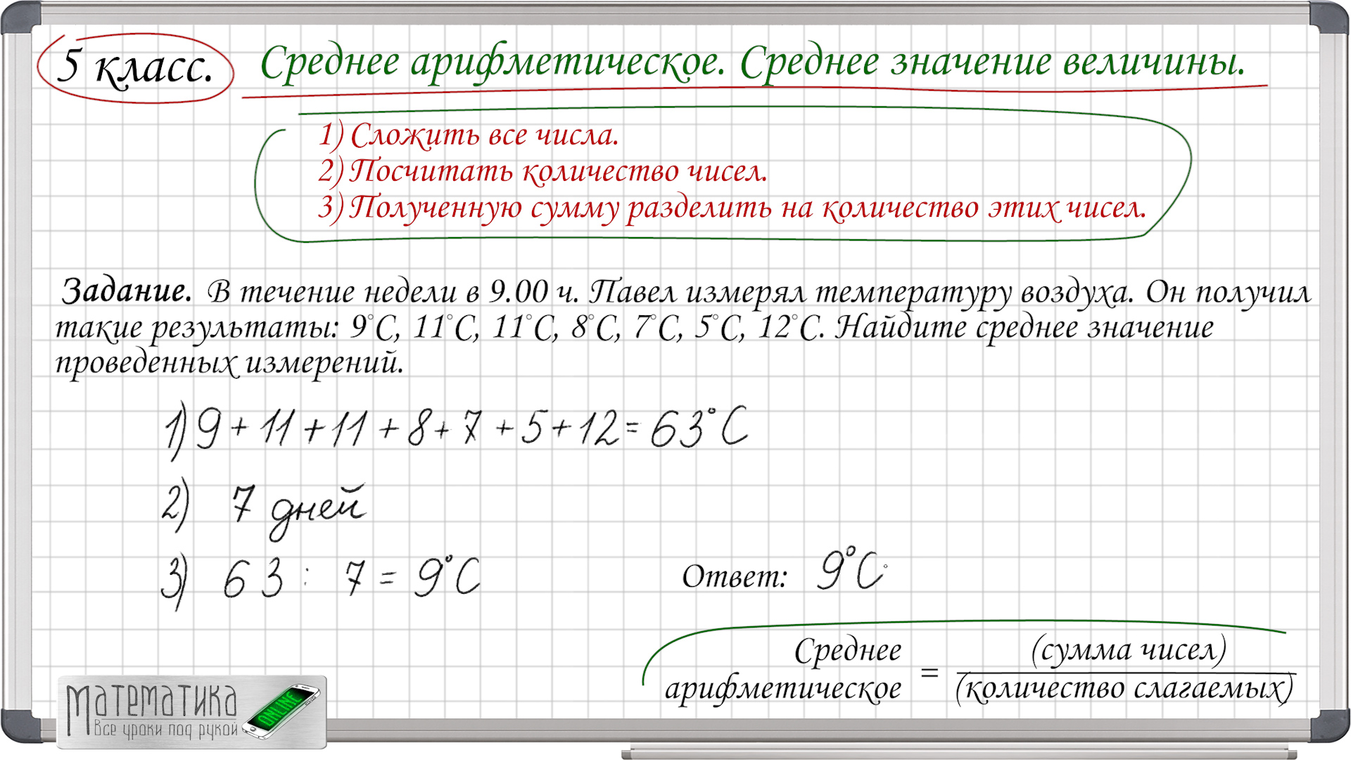 Среднее арифметическое. Среднее значение величины