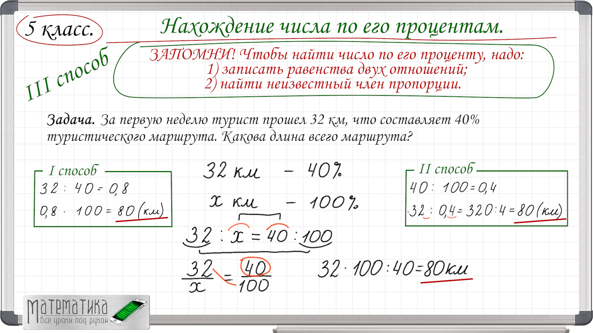 Нахождение числа по его процентам